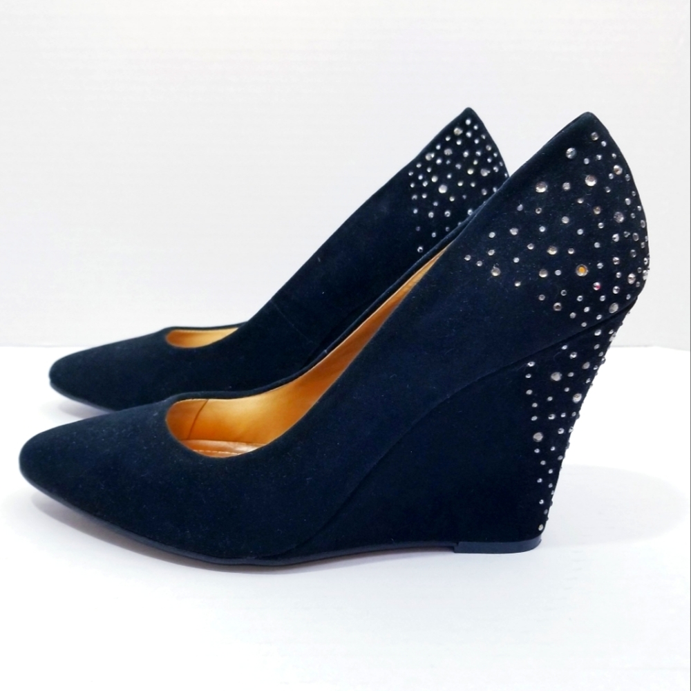 Bcbgeneration Black Suede Rhinestone Embellished … - image 1